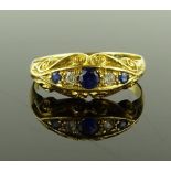 WITHDRAWN An 18ct gold 5 stone sapphire and diamond ring, sc