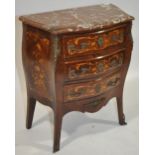 A Louis XVI style Kingwood and marquetry inlaid 3-