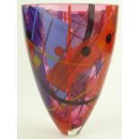 A studio glass vase by Louis Thompson, 1990, circu