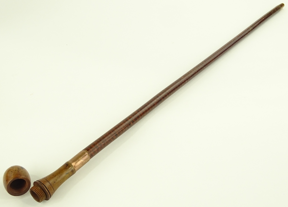 A 19th century walking cane with fruit wood top an - Image 2 of 3