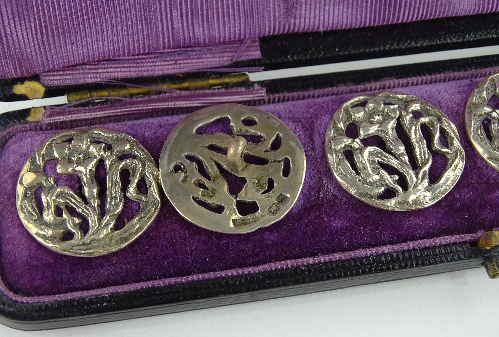 A cased set of 6 silver buttons, by Henry Matthews - Image 3 of 3