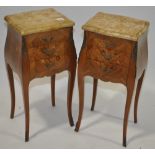Pair of French Kingwood and marquetry inlaid Bombe