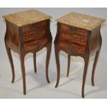 A pair of French Kingwood and marquetry inlaid Bom