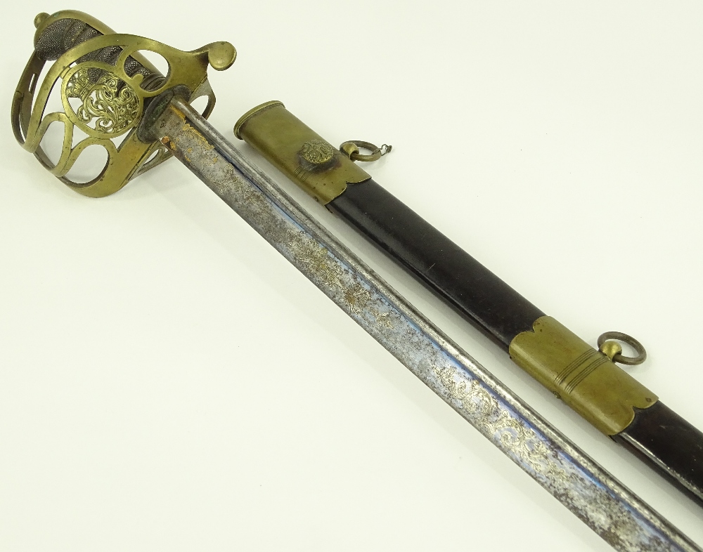 A Victorian Army Officer's sword, engraved blued a