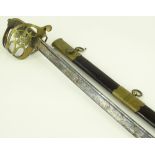 A Victorian Army Officer's sword, engraved blued a