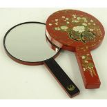 A modern Japanese lacquer cased hand mirror with p