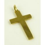 An 18ct gold flat cross design pendant, height exc