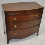 George III mahogany bow front chest of 3 long draw