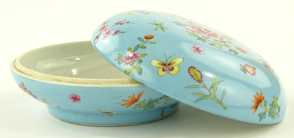 A Chinese blue glazed porcelain circular box and c - Image 2 of 3