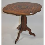 A 19th century rosewood and marquetry inlaid tilt