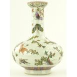 A Chinese porcelain Famille Rose narrow necked vas