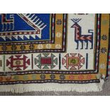 A handmade tribal rug, with