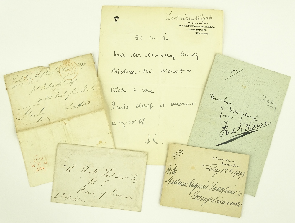 A group of autographs and envelopes, including W E