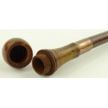 A 19th century walking cane with fruit wood top an