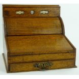 A Victorian oak stationery cabinet, with perpetual