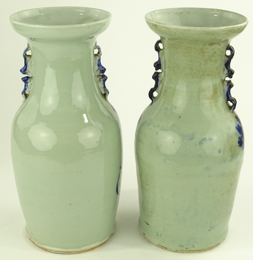 A pair of Chinese blue and white porcelain vases, - Image 3 of 4