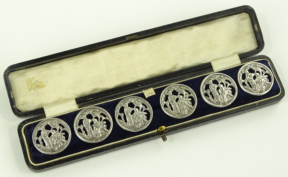 A cased set of 6 silver buttons, by Laurence Emanu - Image 2 of 3