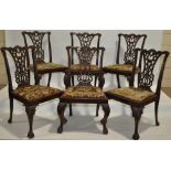 A set of 6 Chippendale style mahogany dining chair