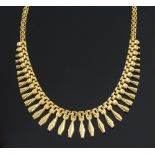 A 9ct gold drop pendant collar necklace, length 41