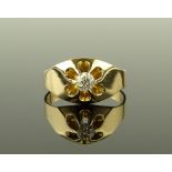 A 0.3ct old-cut diamond set gypsy ring, 10ct rose