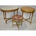 3 French carved giltwood occasional tables with in