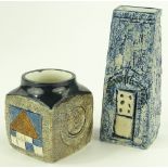 2 Pieces of Troika pottery, comprising a blue pain