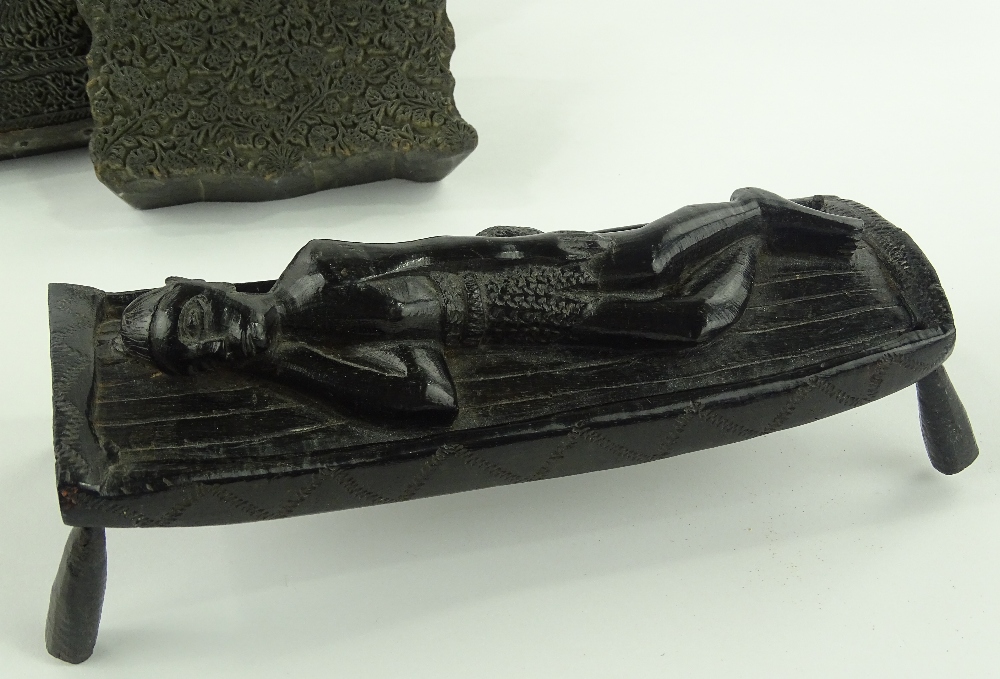 An African carved ebony sleeping figure on a couch - Image 2 of 3