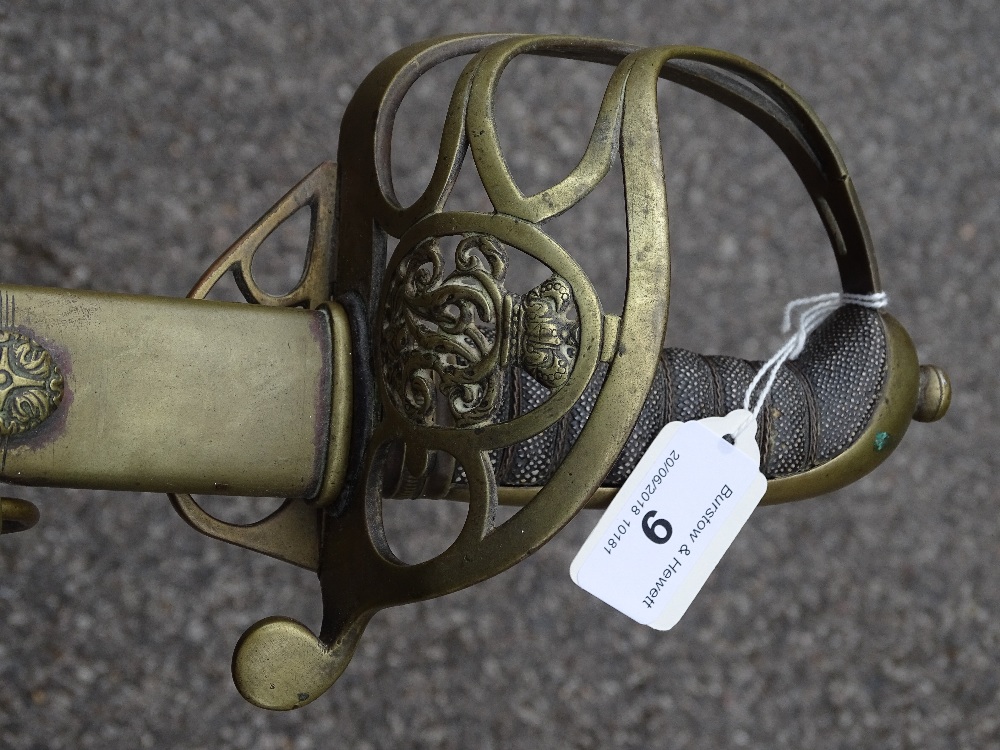 A Victorian Army Officer's sword, engraved blued a - Image 5 of 11