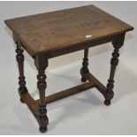 A small joined oak side table with single frieze d