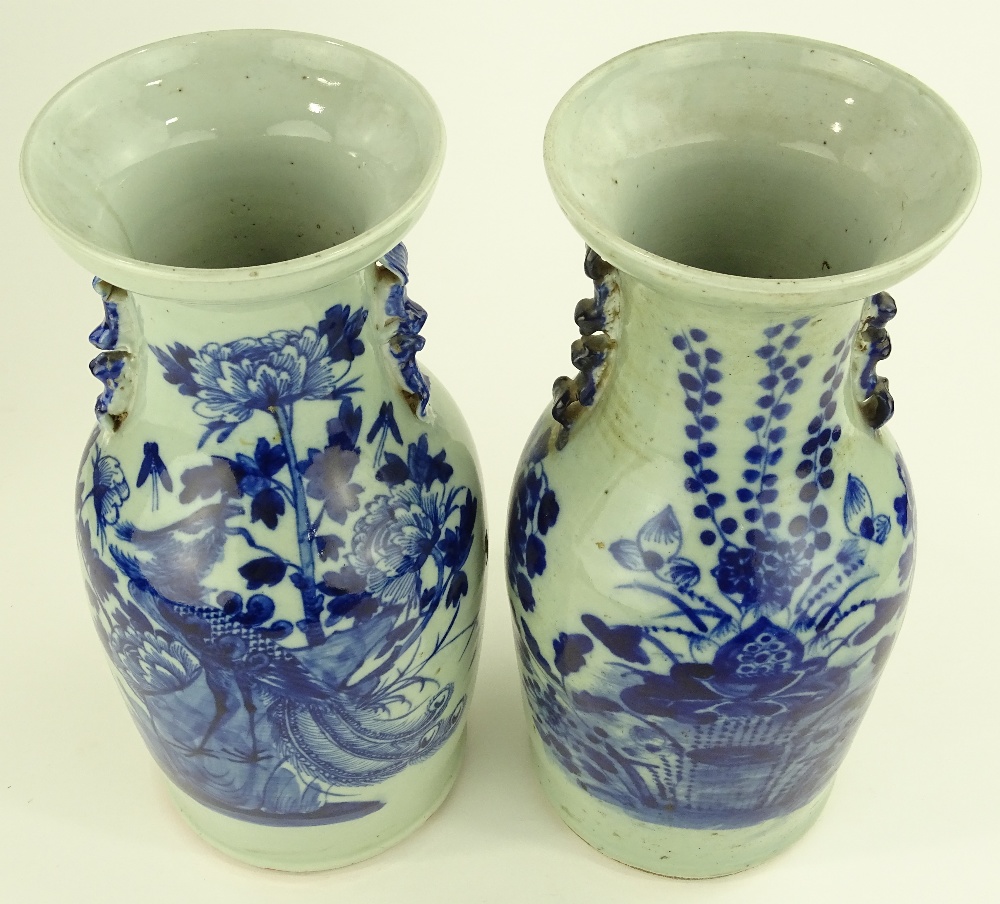 A pair of Chinese blue and white porcelain vases, - Image 2 of 4