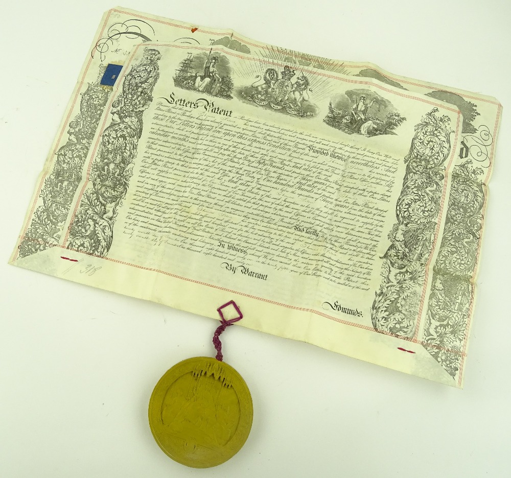 A Victorian vellum Patent Indenture dated 1861, re