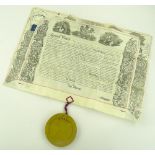 A Victorian vellum Patent Indenture dated 1861, re