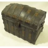 A 19th century American wood and metal bound domed