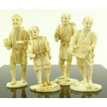 4 Japanese Meiji period sectional ivory carvings,