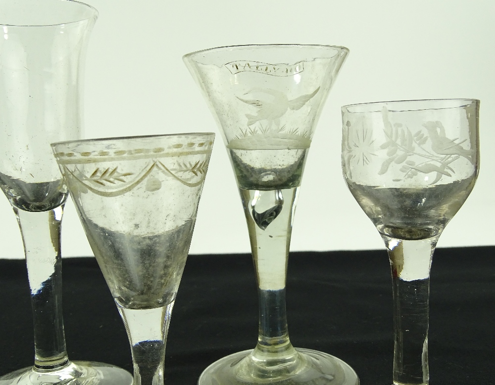 4 - 18th century cordial glasses, including 2 with - Image 2 of 3
