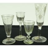 4 - 18th century glasses, including a wheatsheaf e