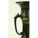 A Chinese bronze and enamelled 2-handled vase, hei