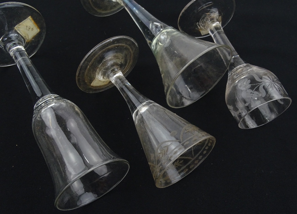4 - 18th century cordial glasses, including 2 with - Image 3 of 3