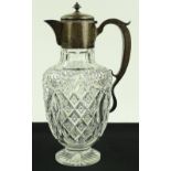 A late Victorian silver mounted cut-glass claret j