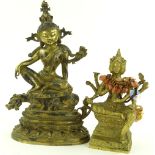 2 Chinese gilt bronze deities, largest height 31cm