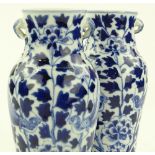 Pair of Chinese blue and white porcelain vases, ha