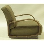 A Heal's Art Deco upholstered armchair with oak fr