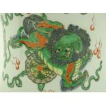 A large Chinese porcelain brush pot, hand painted