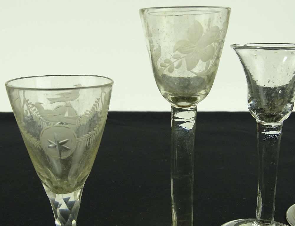 4 - 18th century cordial glasses, including a flor - Image 2 of 3