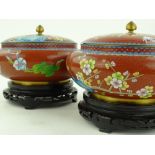 A pair of large Chinese Cloisonne enamelled bowls