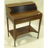 An Edwardian mahogany writing table, marquetry inl