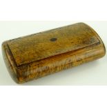 A Victorian burr wood table snuff box, tortoiseshe