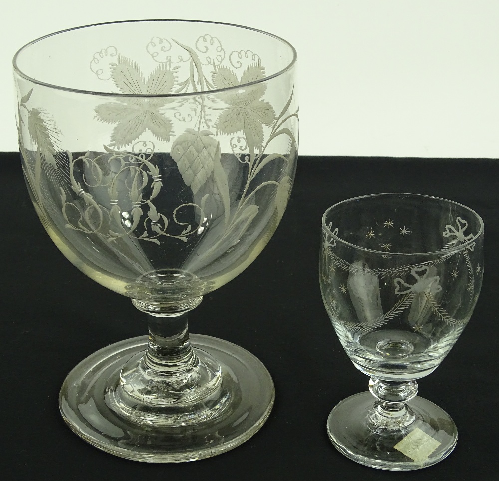 A large hand blown 19th century ale glass with etc - Image 2 of 3