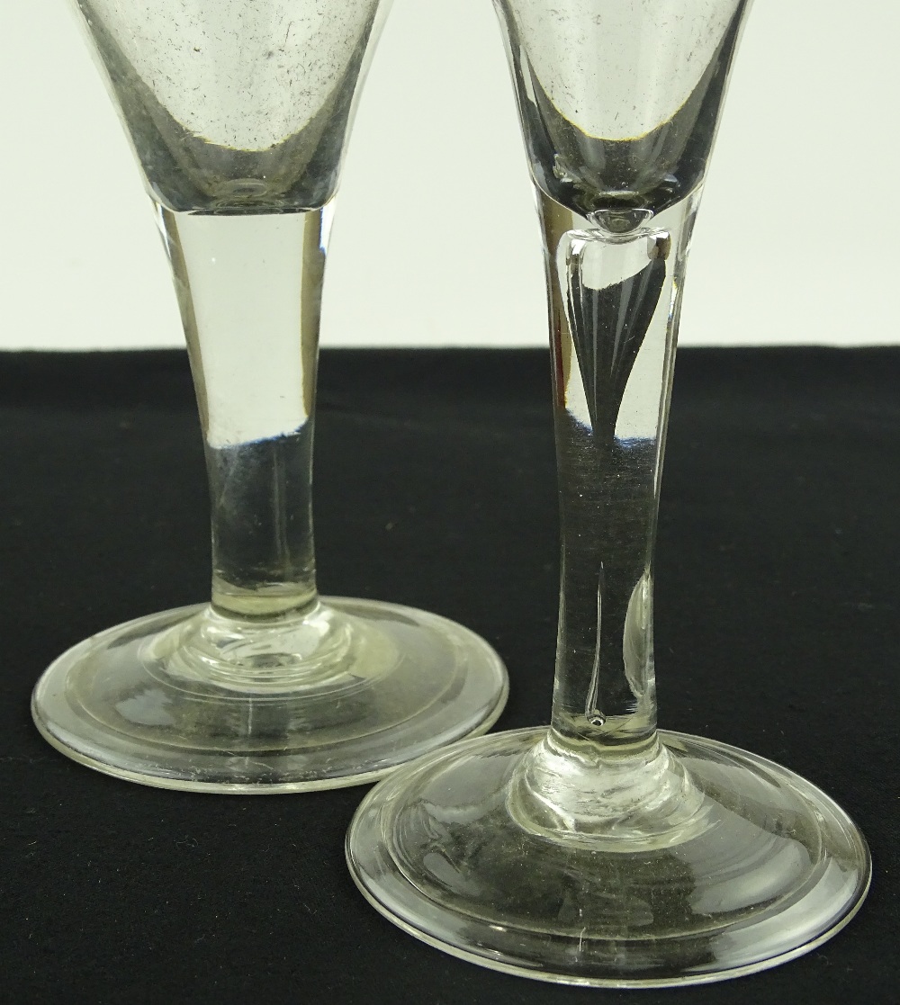 2 mid 18th century cordial glasses with folded foo - Image 2 of 3