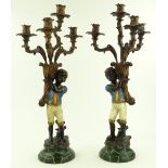 Pair of reproduction composition Blackamoor candel